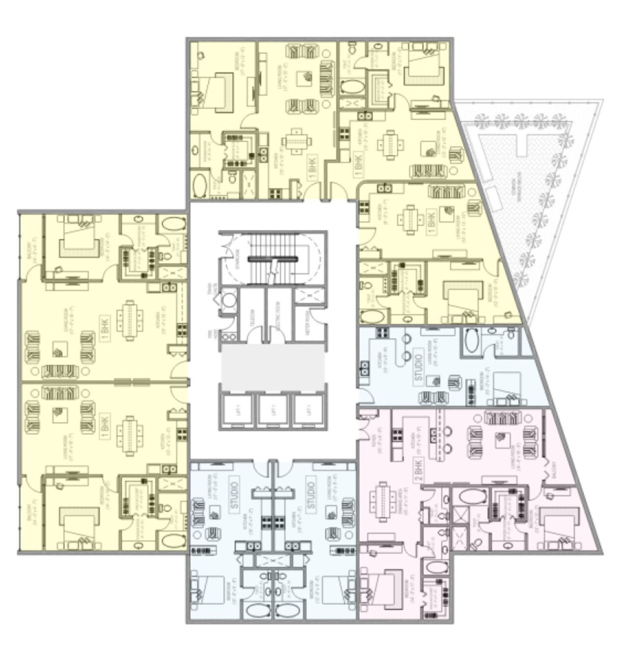 Diamond Tower typical floor plan